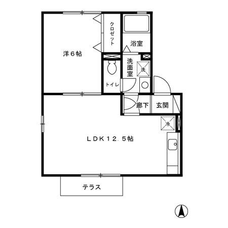 メゾンプレミールB棟(1LDK/1階)の間取り写真