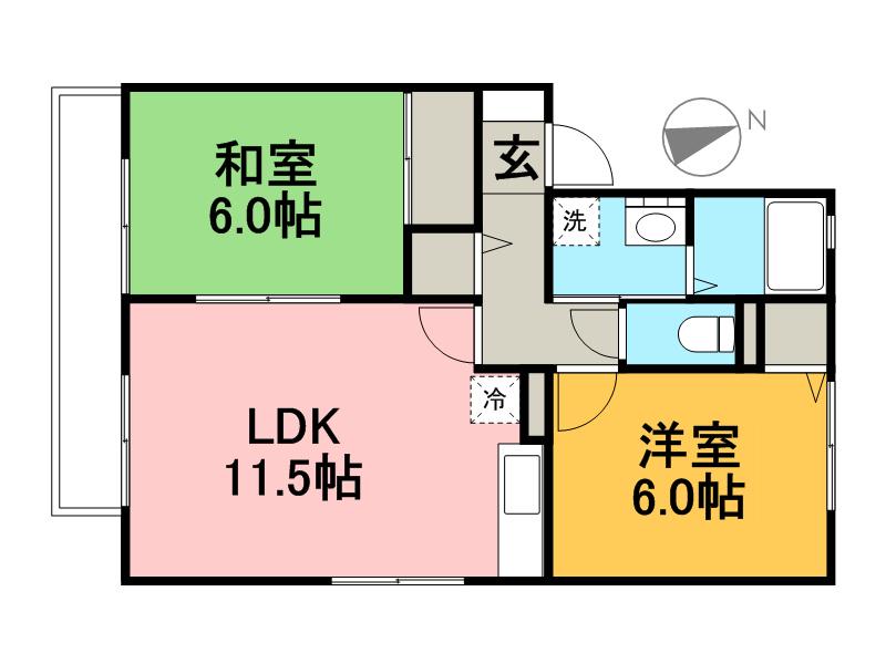 ベルデュール(2LDK/1階)の間取り写真