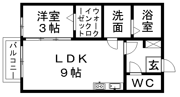 モナリエ池田(1LDK/2階)の間取り写真