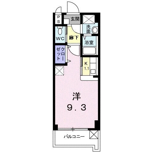 グラッチェ(1K/2階)の間取り写真