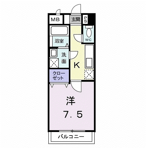 アヴァンティ(1K/4階)の間取り写真