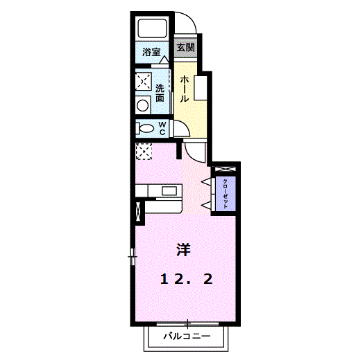 エンパイヤ・ヴィラⅡ(ワンルーム/1階)の間取り写真