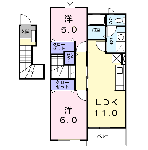 アルバ北出口Ⅰ(2LDK/2階)の間取り写真
