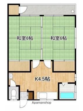 プロスペリタ城山(2K/1階)の間取り写真
