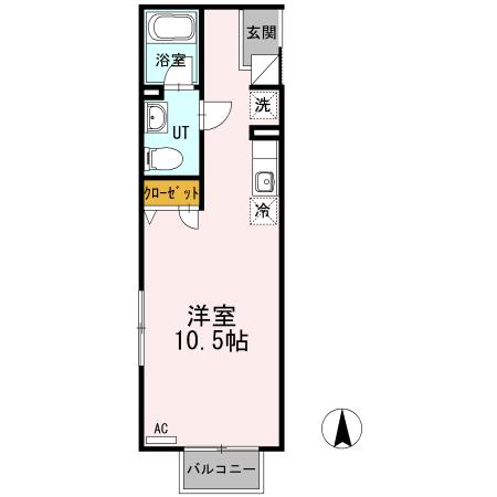 メロンハウス鶴羽田(ワンルーム/2階)の間取り写真