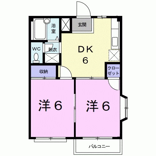 サンハイツ江藤(2DK/2階)の間取り写真