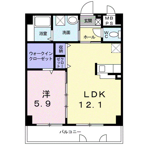 アーバン フレンドリー(1LDK/4階)の間取り写真