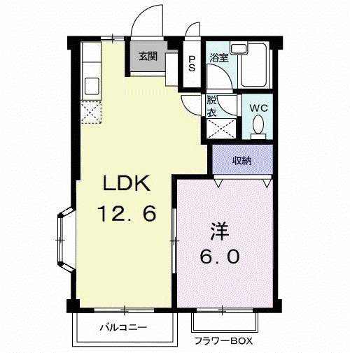 メゾン・ド・セシボン(1LDK/2階)の間取り写真