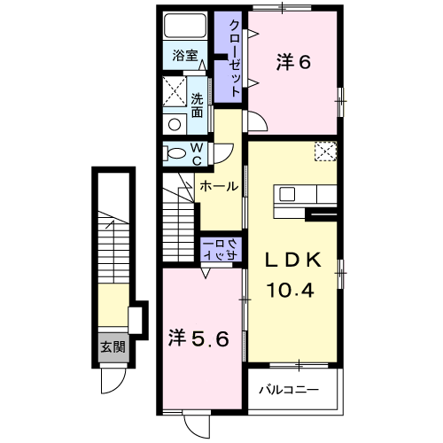 グランツイリーデA(2LDK/2階)の間取り写真