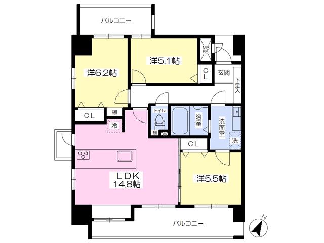 アークアベニュー光の森駅前(3LDK/2階)の間取り写真