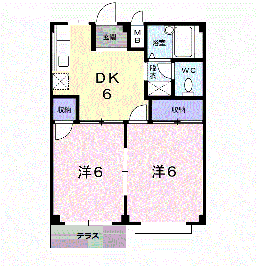 O.KハイツⅡ(2DK/1階)の間取り写真