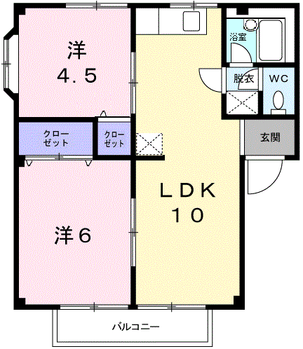 ロイヤルハイツ(2LDK/1階)の間取り写真