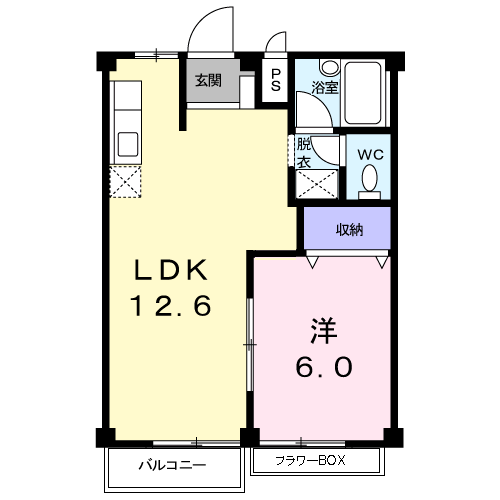 コーポあづまⅡ(1LDK/1階)の間取り写真