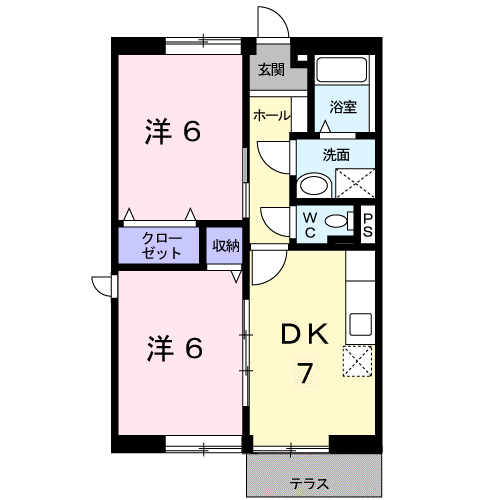 サニーフラット(2DK/1階)の間取り写真