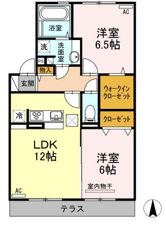 グレース ソシア A棟(2LDK/1階)の間取り写真