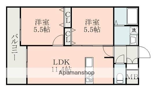 フォーエス神水(2LDK/8階)の間取り写真
