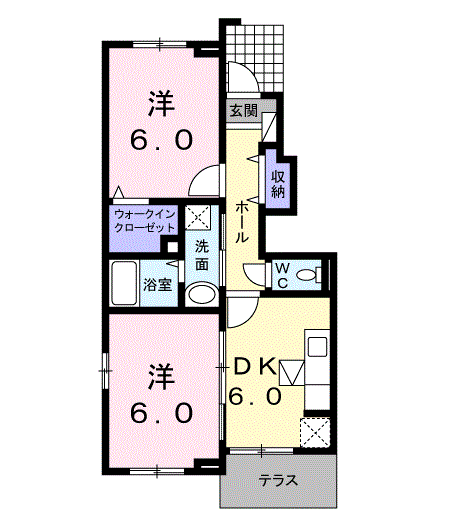 エクレール城南一番館(2DK/1階)の間取り写真