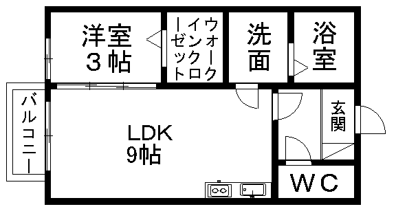 プレールルフラン(1LDK/2階)の間取り写真