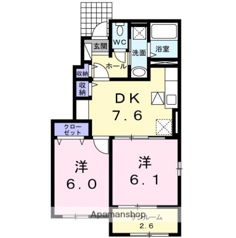 OVESTⅠ(2DK/1階)の間取り写真