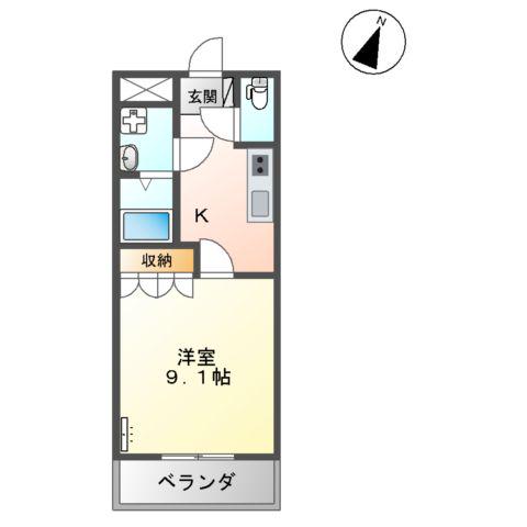 BIENVIVRE楡木Ⅱ(1K/2階)の間取り写真