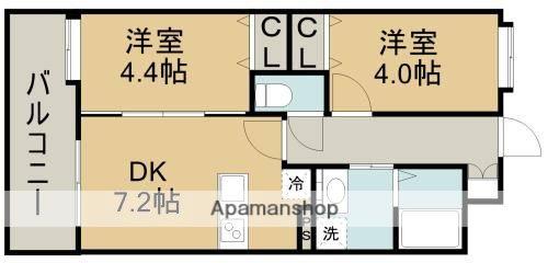 クレール・ドゥ・リュンヌ(2DK/4階)の間取り写真