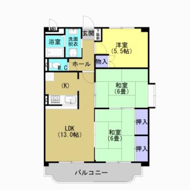 マルエイハイツ砂原(3LDK/4階)の間取り写真