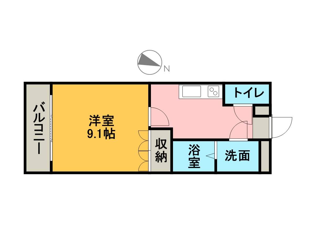 レジデンスフラワー(1K/1階)の間取り写真