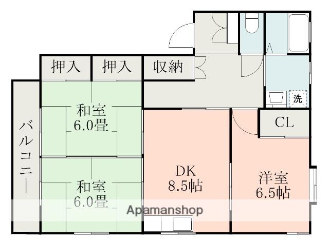 ファミールB(3DK/1階)の間取り写真