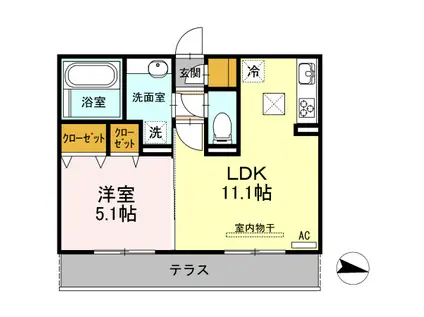 クレール龍田(1LDK/1階)の間取り写真