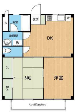 アメニティ出水Ⅲ(2DK/1階)の間取り写真