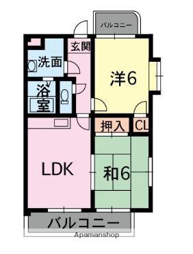 パインヒル(2LDK/4階)の間取り写真