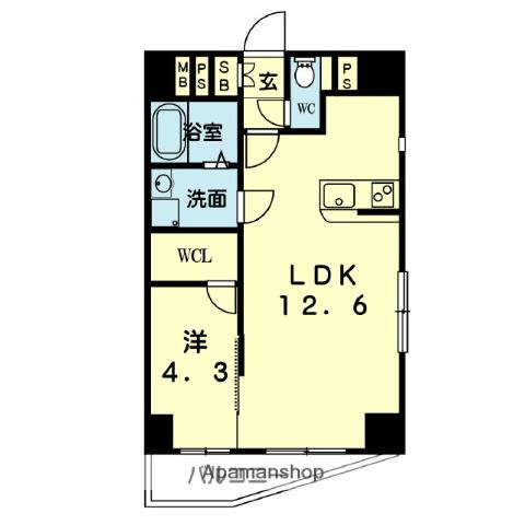 ライズ保田窪(1LDK/3階)の間取り写真