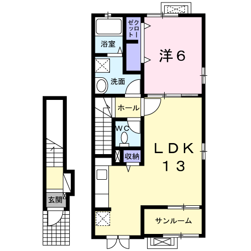 DANKE尾ノ上(1LDK/2階)の間取り写真
