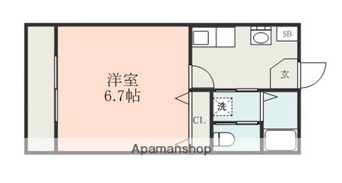 MOON HARP三郎(1K/1階)の間取り写真