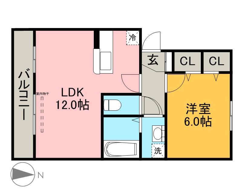 ライトプレーン(1LDK/1階)の間取り写真