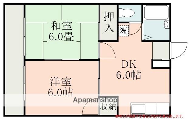 RICH一番館A棟(2DK/1階)の間取り写真