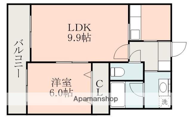 ヴァンヴェール迎町(1LDK/4階)の間取り写真