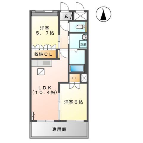 ベルグラース(2LDK/1階)の間取り写真