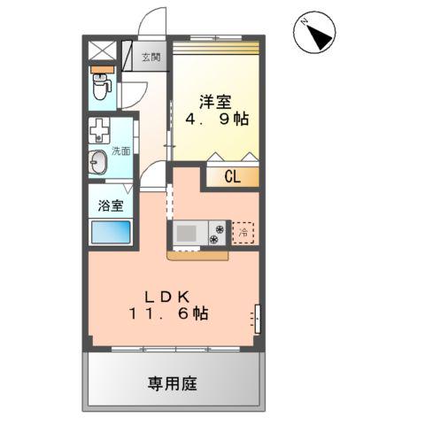 ドリームⅡ(1LDK/1階)の間取り写真