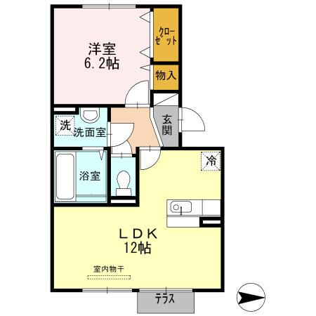 プレル八景水谷(1LDK/1階)の間取り写真