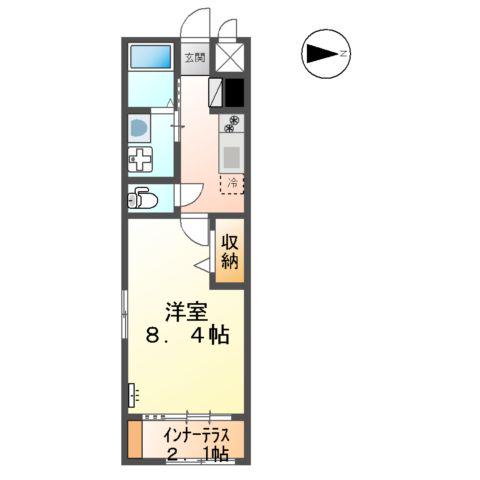 BLUEBELL 菊陽(1K/2階)の間取り写真