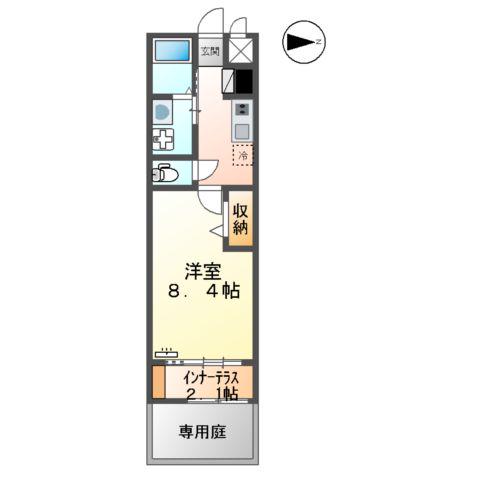 BLUEBELL 菊陽(1K/1階)の間取り写真