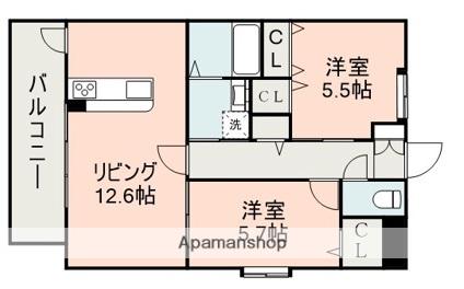 リアン秋津 ウエスト(2LDK/2階)の間取り写真