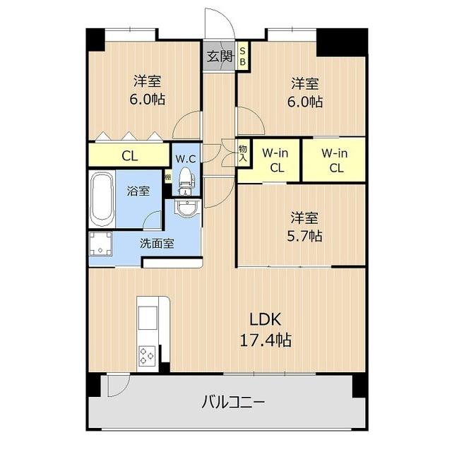 LIBTH平成駅前(3LDK/6階)の間取り写真