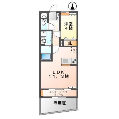 グランディール・ラ・テール(1LDK/1階)の間取り写真