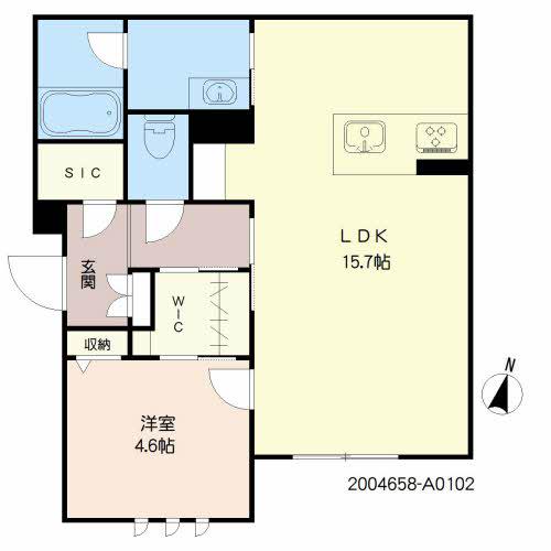 CASA FELICE 水前寺(1LDK/1階)の間取り写真