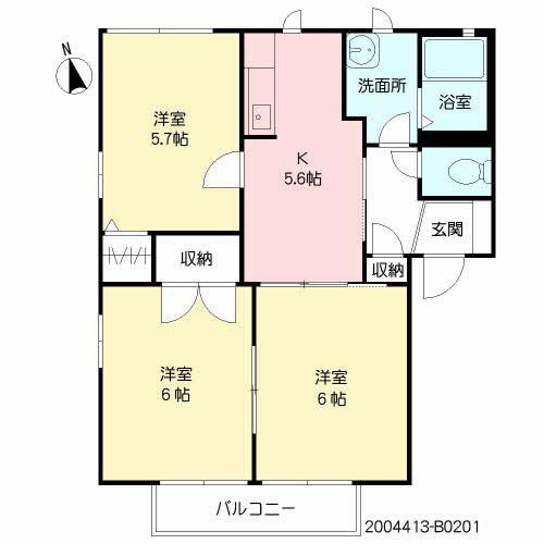 サクラージュB棟(2LDK/2階)の間取り写真