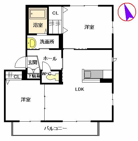 アメイジンググレイス(2LDK/2階)の間取り写真