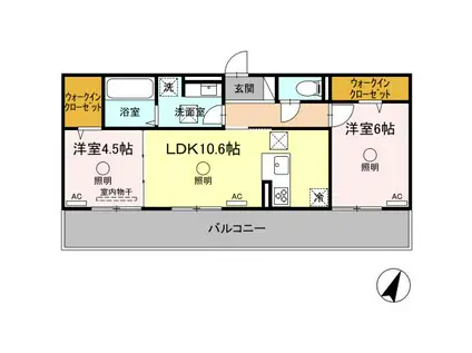 DーROOM長嶺東4丁目HK(2LDK/1階)の間取り写真