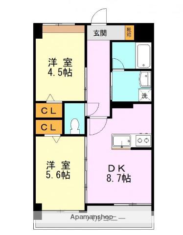 OAK VILLA大津レジデンス (2DK/3階)の間取り写真